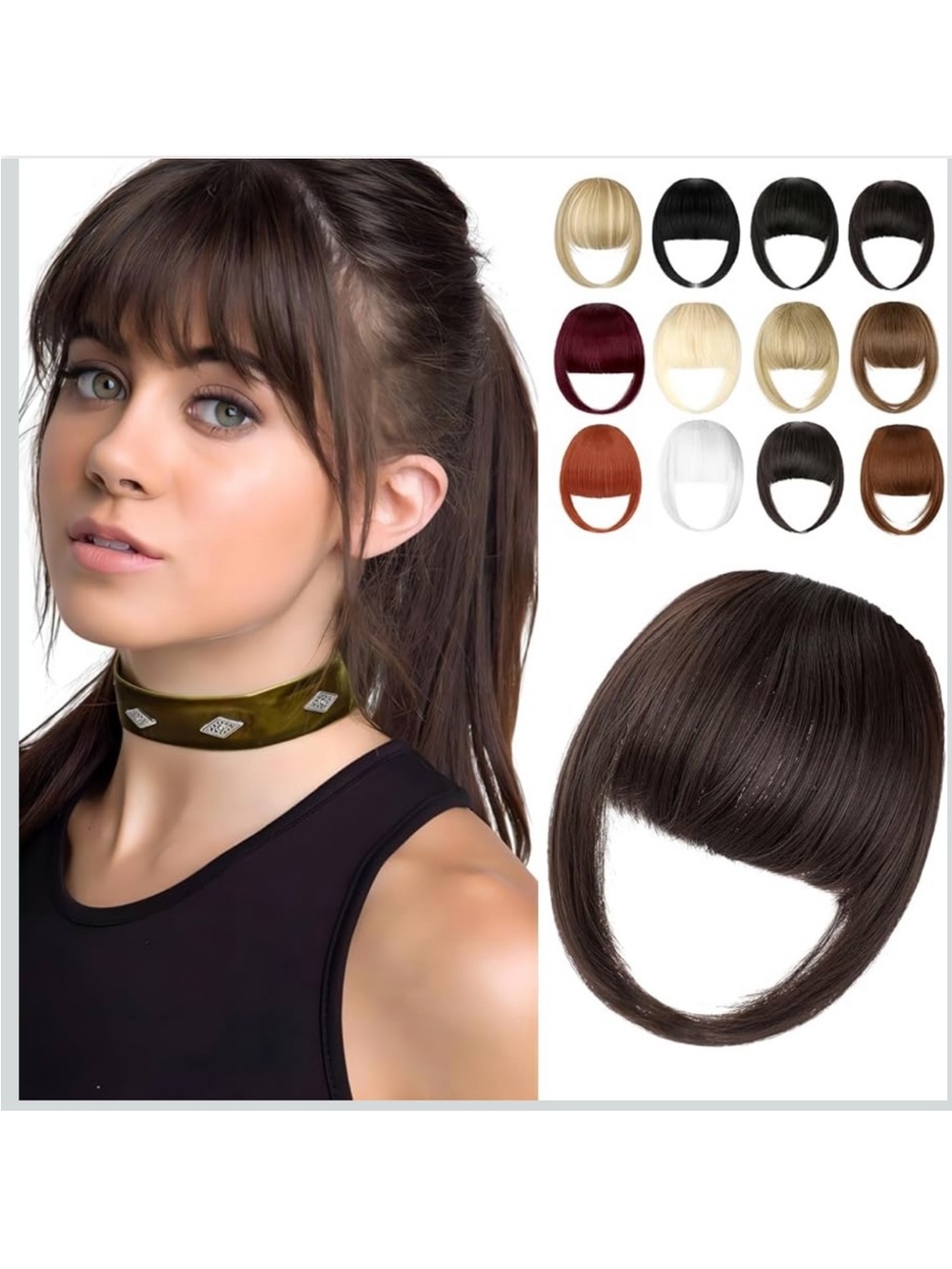 Clip-In Fringe Bangs - Dark Brown
